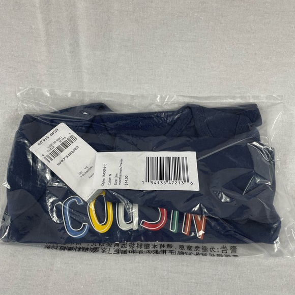 Carter’s Brand New Crew Long-Sleeve Bodysuit Blue. Newborn, Three and Six months - Picture 3 of 3